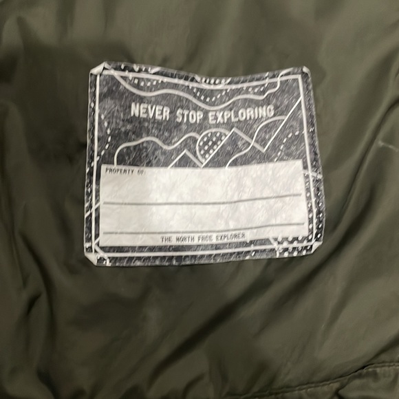 North Face Girls Dark Olive Green Puffer thin Goose Down Coat - Picture 13 of 14